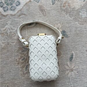 Tory Burch White Diamond-Overlay Wristlet